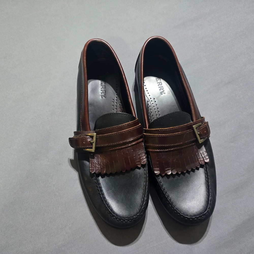 Sperry Top-Sider Tremont Loafers Shoes Mens Size 12M Black Brown Leather Kiltie